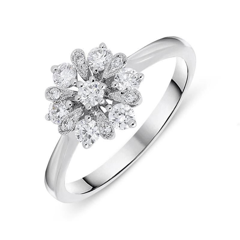 Diamond flower ring white gold sale