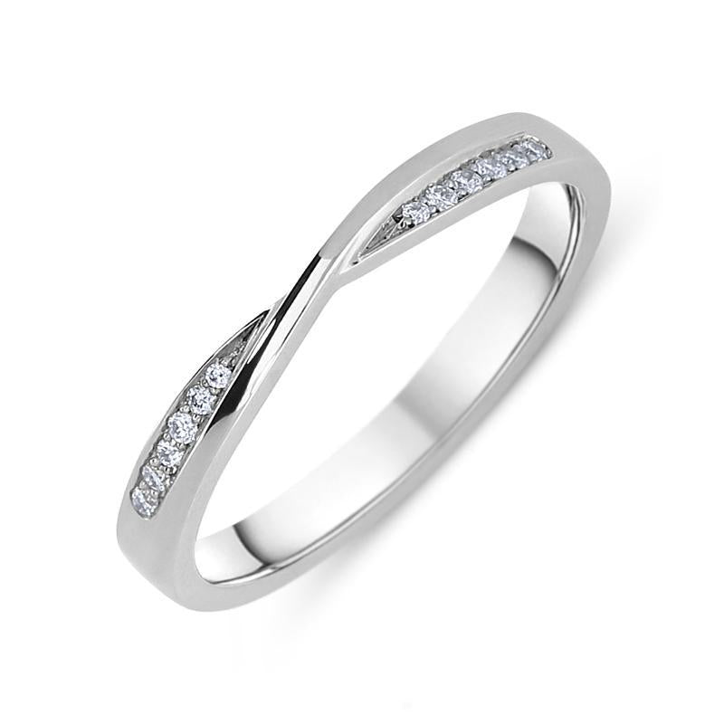 Platinum Diamond Brilliant Cut Crossover Wedding Ring My Last