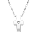 00026712 18ct White Gold 0.04ct Diamond Chunky Cross Necklace P329_DBC