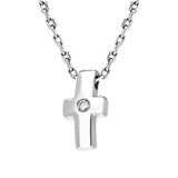 00026712 18ct White Gold 0.04ct Diamond Chunky Cross Necklace P329_DBC