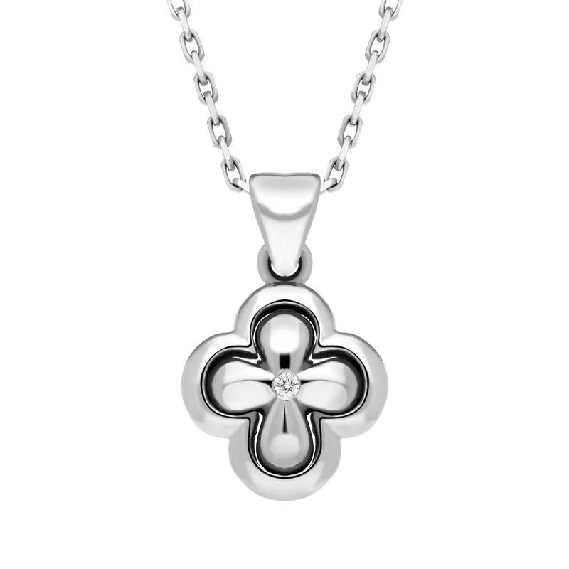 00026726 18ct White Gold 0.02ct Diamond Inlaid Cross Necklace P356_DBC