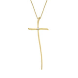 00027734 18ct Yellow Gold 0.02ct Diamond Cross Necklace P587C 