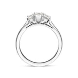 00124041 Platinum 0.88ct Diamond Emerald Cut Trilogy Ring, FEU-1218