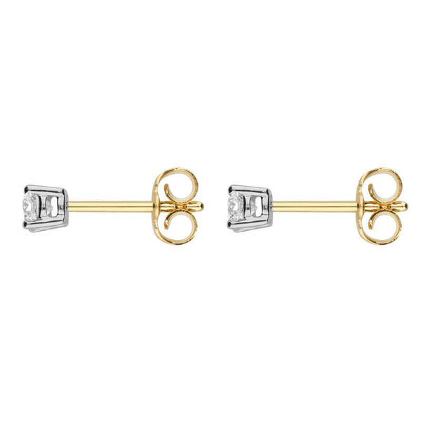 18ct Yellow and White Gold 0.83 Carat Diamond Solitaire Stud Earrings