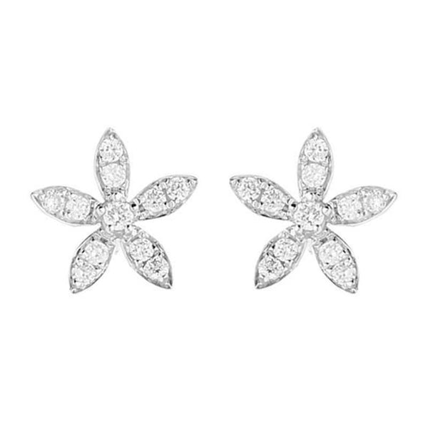 18ct White Gold 0.25ct Diamond Flower Petal Stud Earrings E2004