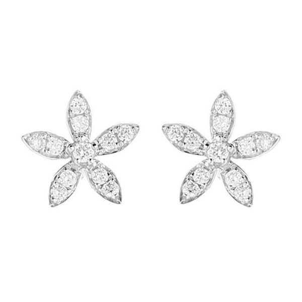 18ct White Gold 0.25ct Diamond Flower Petal Stud Earrings E2004