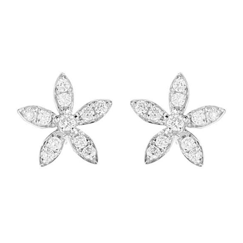 18ct White Gold 0.25ct Diamond Flower Petal Stud Earrings E2004
