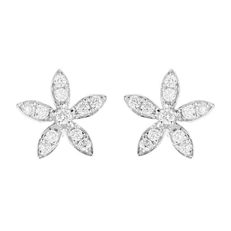 18ct White Gold 0.25ct Diamond Flower Petal Stud Earrings E2004