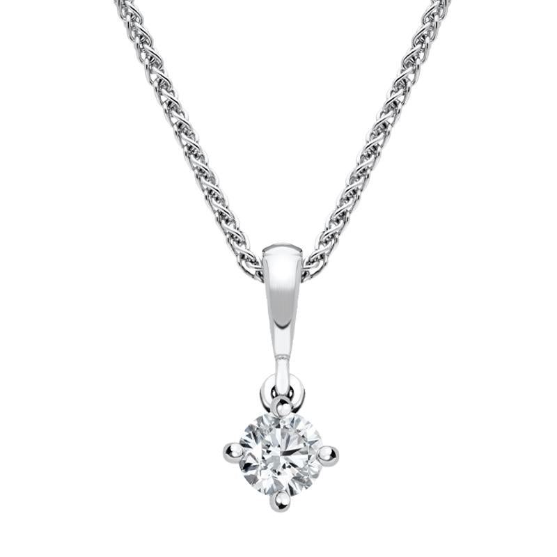 18ct White Gold 0.25ct Diamond Brilliant Cut Solitaire Necklace FEU-2200