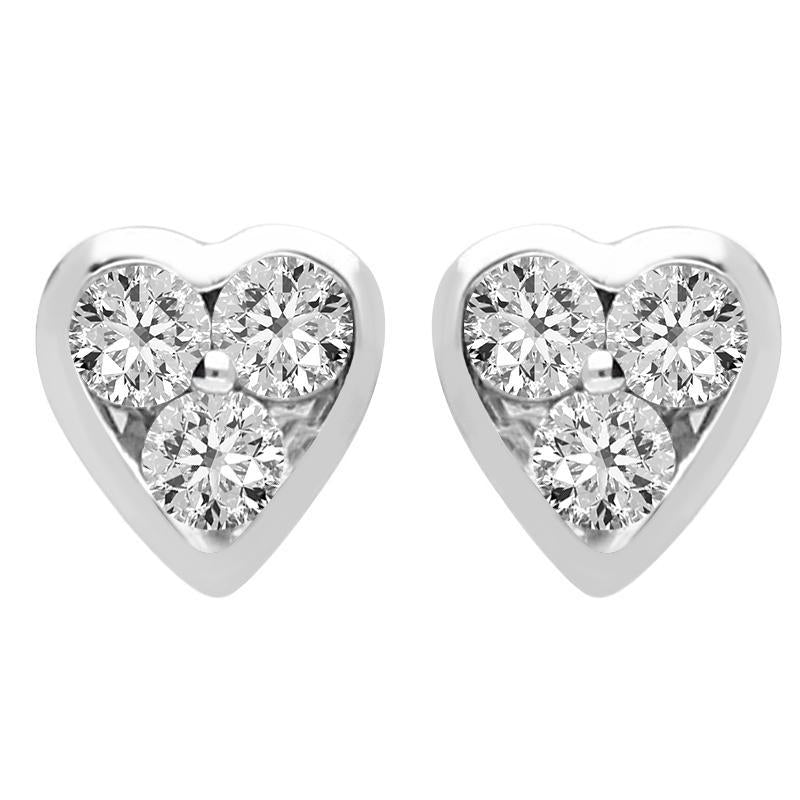 18ct White Gold Heart 0.26 Carat Diamond Stud Earrings. FEU-102