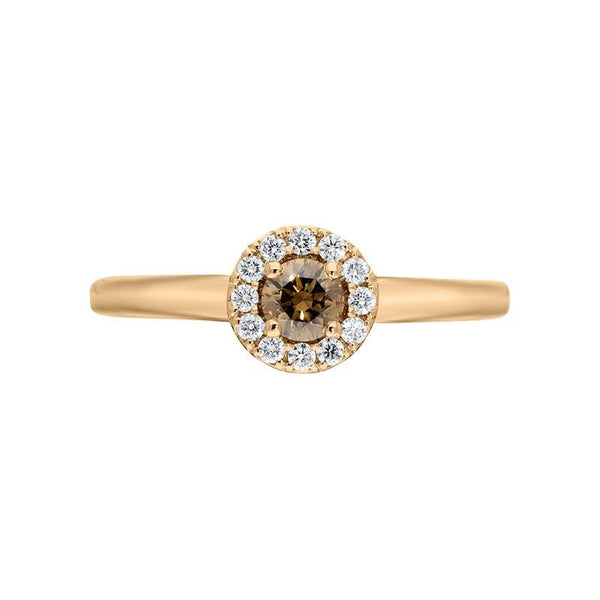 18ct Rose Gold Brilliant Cut 0.22ct Brown Diamond Round Ring BLC-203