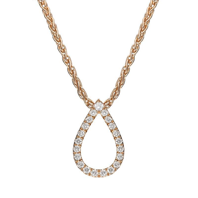 18ct Rose Gold Diamond Pave Set Pear Necklace BLC-127