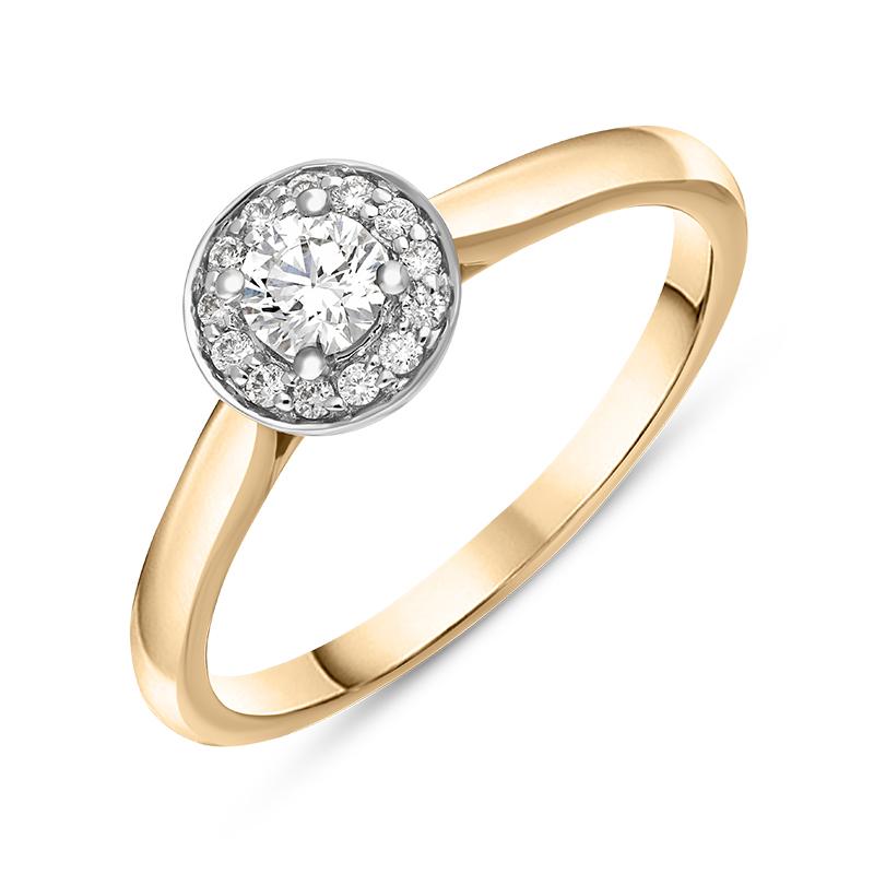 18ct Rose Gold Diamond Round Halo Ring, FEU-1217