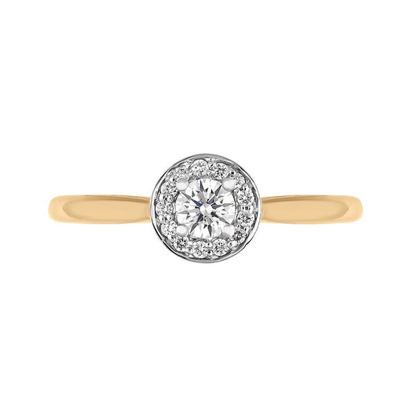 18ct Rose Gold Diamond Round Halo Ring, FEU-1217_2