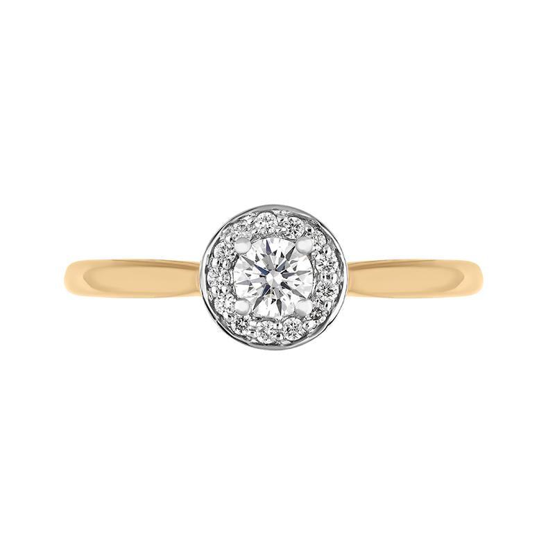 18ct Rose Gold Diamond Round Halo Ring, FEU-1217_2
