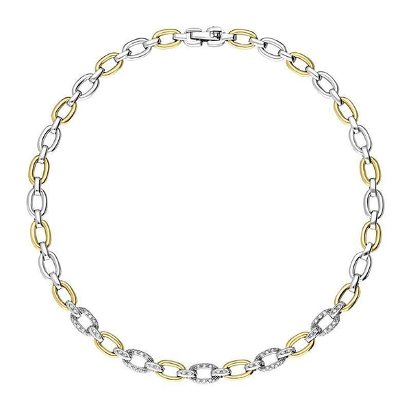 18ct White And Yellow Gold Diamond Open Link Set Necklet, 1947_03