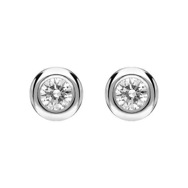 18ct White Gold 0.14ct Diamond Tube Set Round Stud Earrings BLC-243