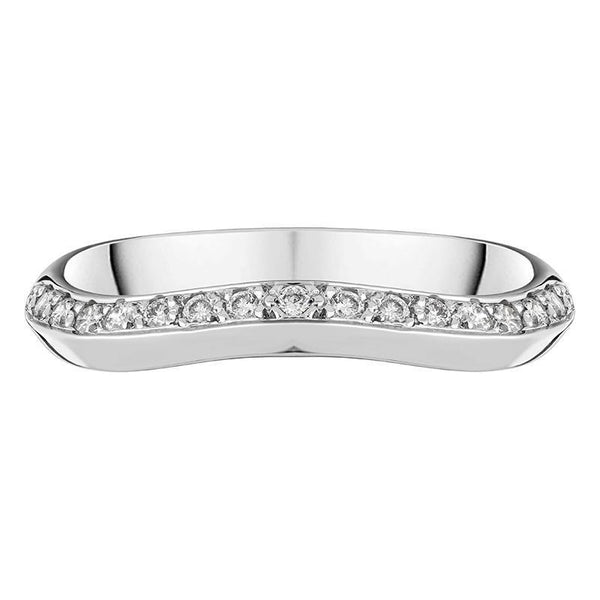 18ct White Gold 0.15ct Diamond 3mm Shaped Wedding Ring, CGN-117
