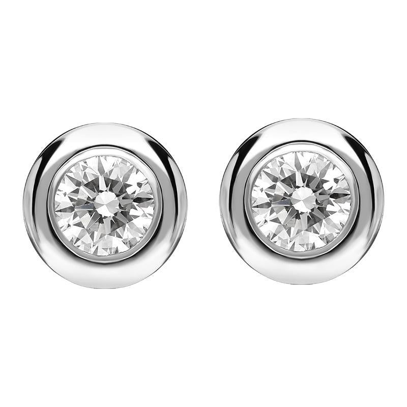 18ct White Gold 0.20ct Diamond Tube Set Round Stud Earrings BLC-208