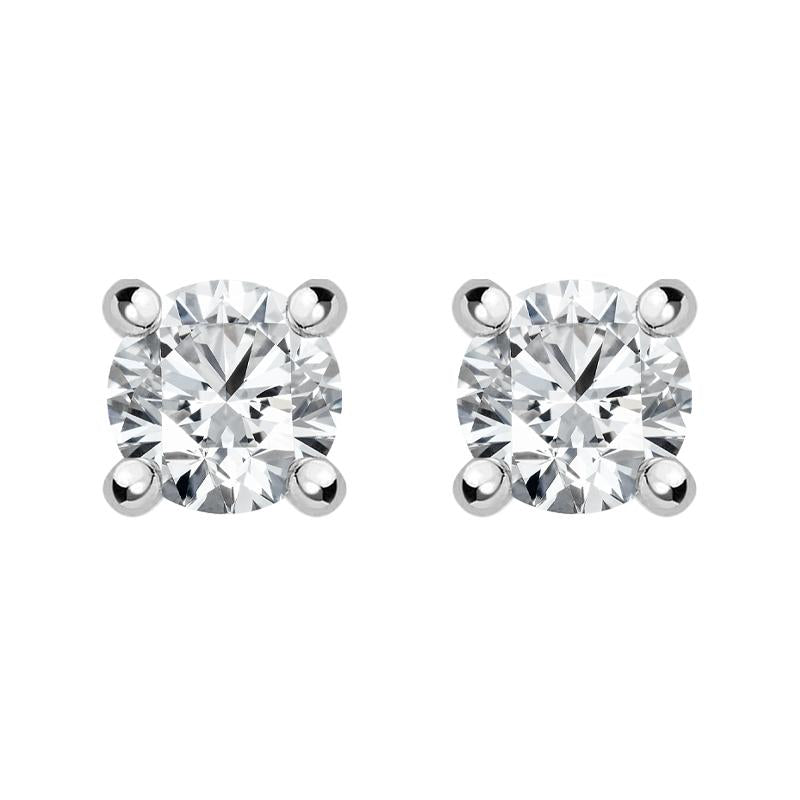 18ct White Gold 0.25ct Diamond Solitaire Brilliant Cut Stud Earrings, FEU-2323.