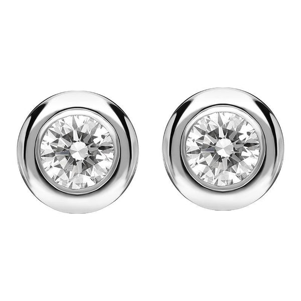 18ct White Gold 0.30ct Diamond Tube Set Round Stud Earrings BLC-245
