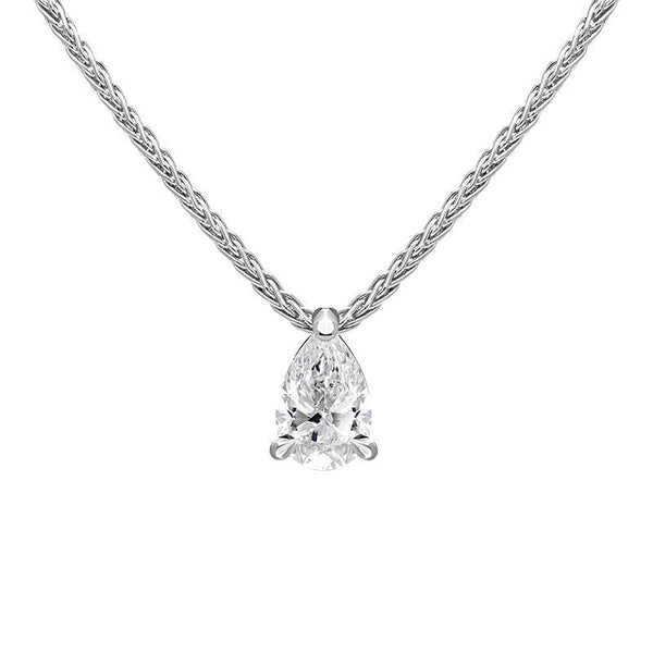 18ct White Gold 0.32ct Diamond Solitaire Pear Necklace BLC-193