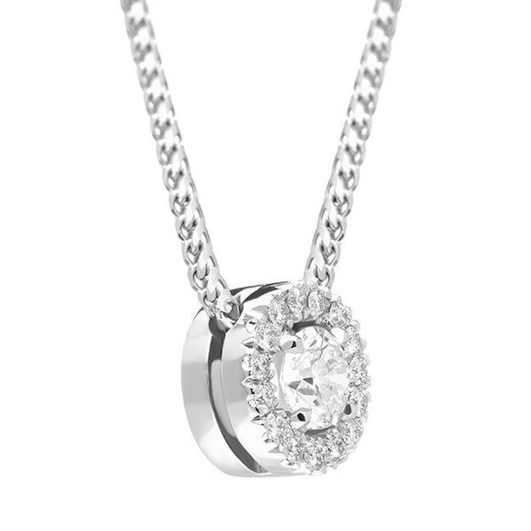 18ct White Gold 0.33ct Brilliant Cut Diamond Pave Round Necklace BLC-195