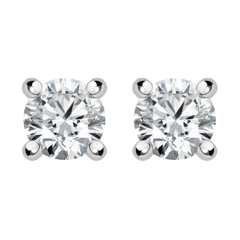 18ct White Gold 0.33ct Diamond Solitaire Stud Earrings, FEU-1306. 