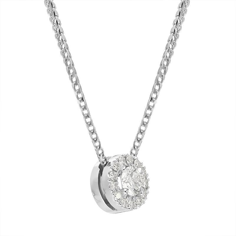 18ct White Gold 0.36ct Diamond Claw and Pave Set Round Necklace BLC-048