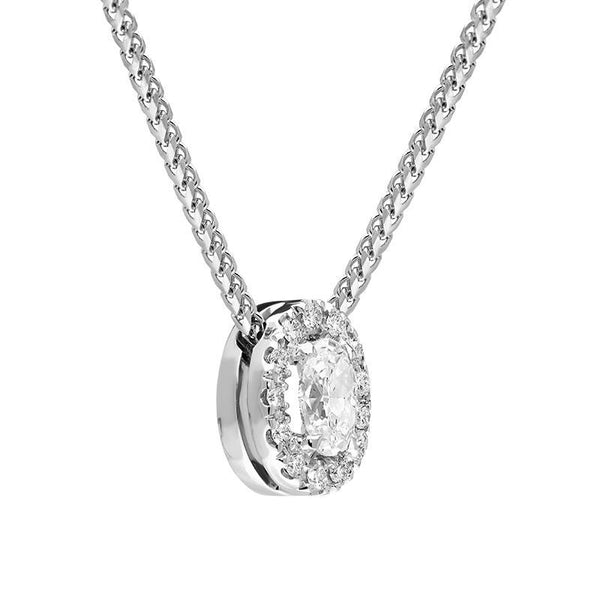 18ct White Gold 0.44ct Diamond Pave Oval Necklace BLC-197