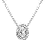 18ct White Gold 0.44ct Diamond Pave Oval Necklace, BLC-197.