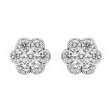 18ct White Gold 0.48ct Diamond Flower Cluster Stud Earrings