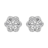 18ct White Gold 0.48ct Diamond Flower Cluster Stud Earrings