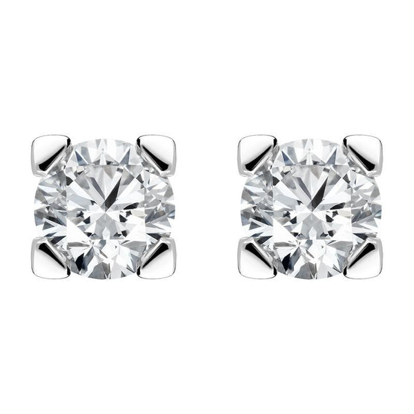 18ct White Gold 0.50ct Diamond Claw Set Solitaire Stud Earrings