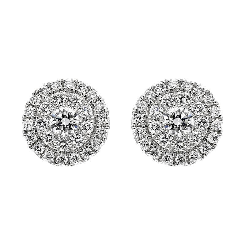 18ct White Gold 0.56ct Diamond Round Cluster Stud Earrings E2569