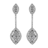 18ct White Gold 0.88ct Diamond Marquise Drop Earrings, PJW-017