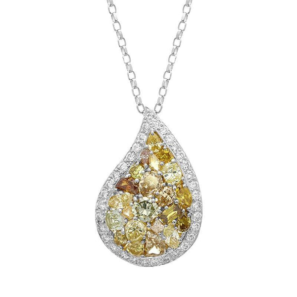 18ct White Gold 4.11ct Cognac Diamond Pear Necklace C00187407