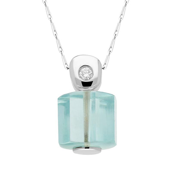 18ct White Gold Aqua Crystal Diamond Unique Necklace UNIAQUA21