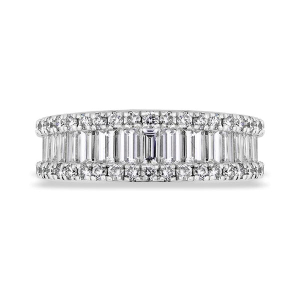 18ct White Gold Diamond Baguette Cut Half Eternity Ring, FEU-2370_2