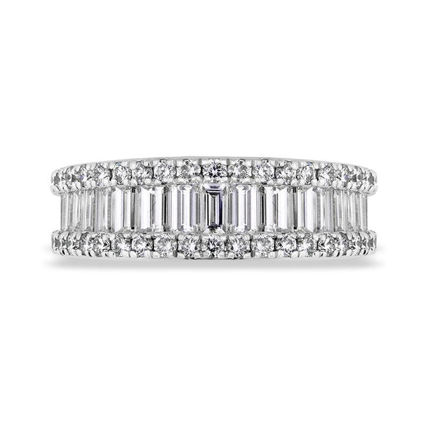 18ct White Gold Diamond Baguette Cut Half Eternity Ring, FEU-2370_2