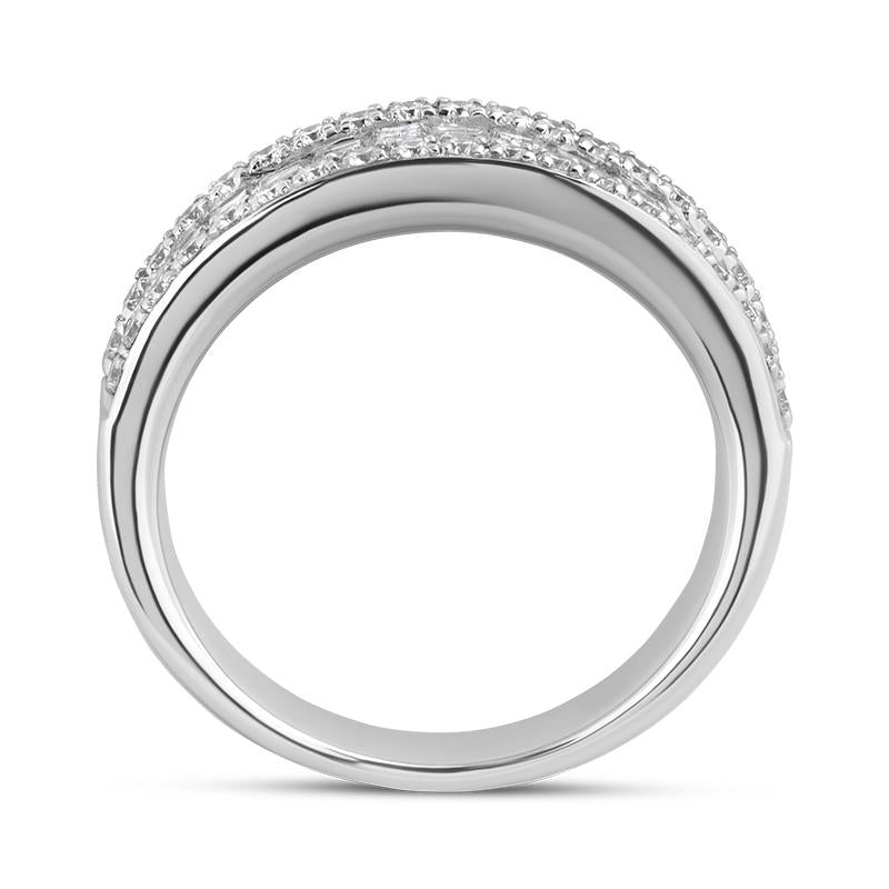 18ct White Gold Diamond Baguette Cut Half Eternity Ring, FEU-2370_3