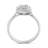 18ct White Gold Diamond Baguette Cut Vintage Style Cluster Ring FEU-2371_3