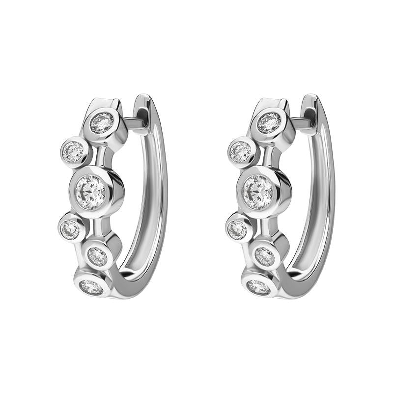 18ct White Gold Diamond Bubble Hoop Earrings, FEU-2451._2