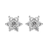 18ct White Gold Diamond Cluster Flower Stud Earrings, 181732-4 