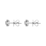 18ct White Gold Diamond Cluster Flower Stud Earrings, E00135_1