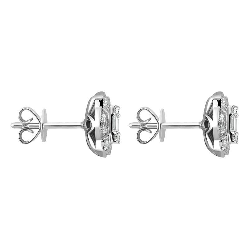 18ct White Gold Diamond Cluster Stud Earrings, FEU-2375._3