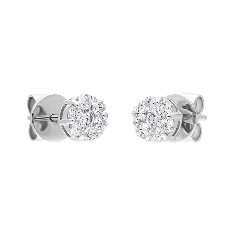 18ct White Gold Diamond Cluster Stud Earrings, FEU-2525_3