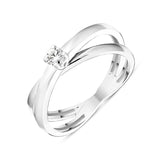 18ct White Gold Diamond Cross Over Solitaire Ring BLC-156