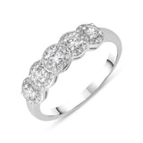 18ct White Gold Diamond Five Stone Pave Cluster Ring, FEU-2365