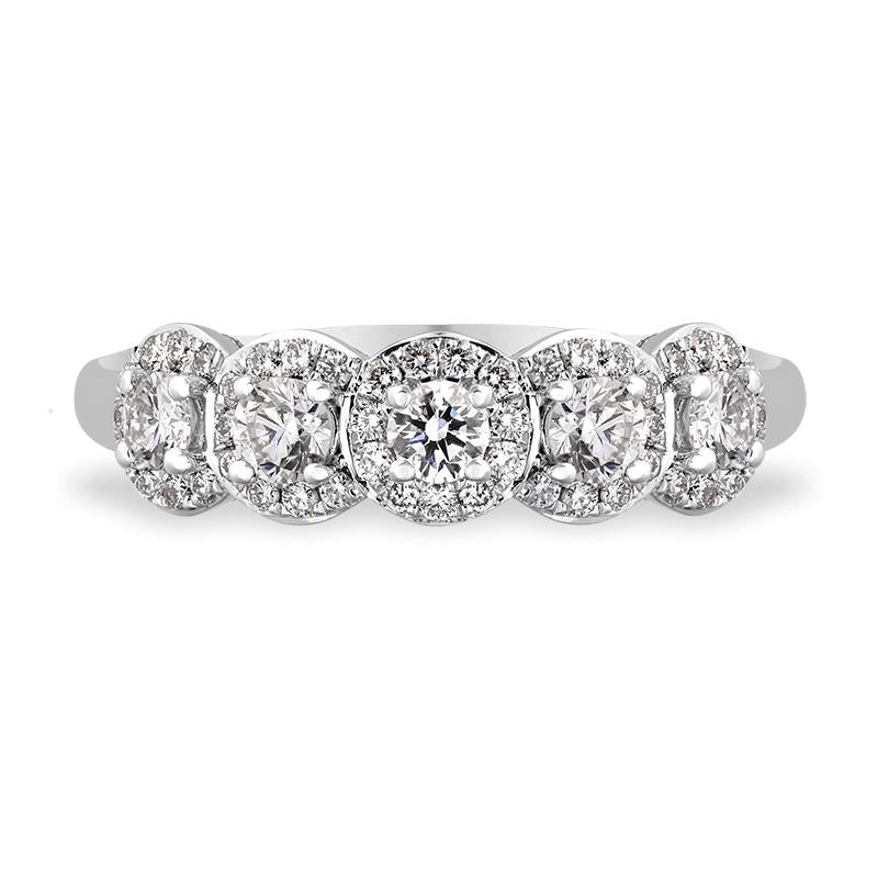 18ct White Gold Diamond Five Stone Pave Cluster Ring, FEU-2365_2
